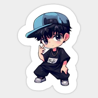 Hip hop style anime boys funny Sticker